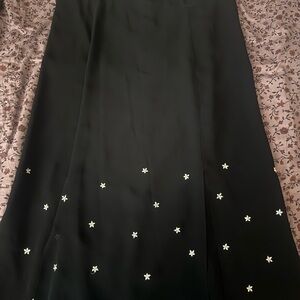 Black Floral Embellished A-Line Skirt